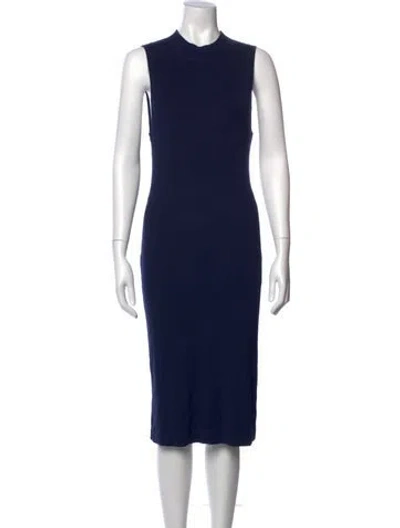 Pre-owned L'agence Mock Neck Knee-length Dress In Blue
