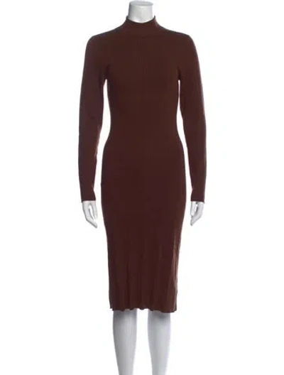 Pre-owned L'agence Mock Neck Knee-length Dress In Brown