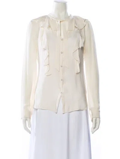 Pre-owned L'agence Mock Neck Long Sleeve Blouse In Neutral