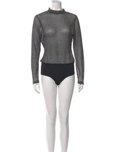 Pre-owned L'agence Mock Neck Long Sleeve Bodysuit W/ Tags In Black