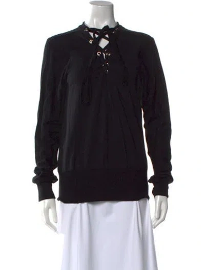 Pre-owned L'agence Mock Neck Long Sleeve Sweatshirt In Black