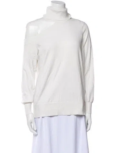 Pre-owned L'agence Mock Neck Long Sleeve Sweatshirt In White