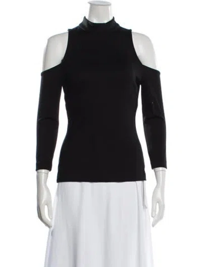 Pre-owned L'agence Mock Neck Long Sleeve Top In Black