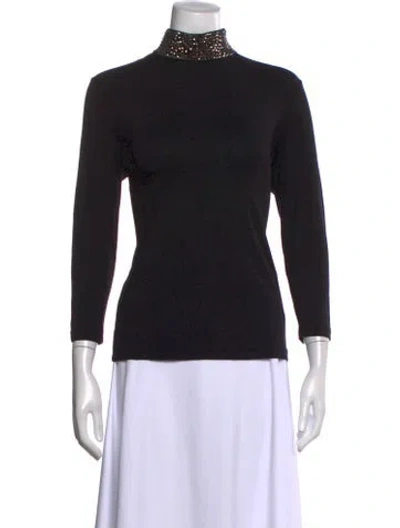 Pre-owned L'agence Mock Neck Long Sleeve Top In Black