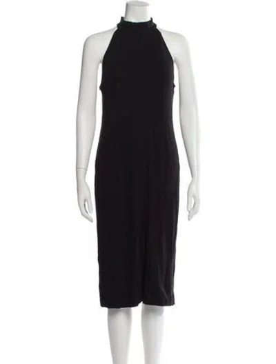 Pre-owned L'agence Mock Neck Midi Length Dress In Black