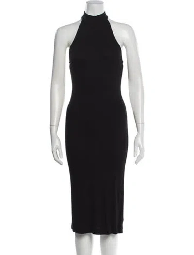 Pre-owned L'agence Mock Neck Midi Length Dress In Black