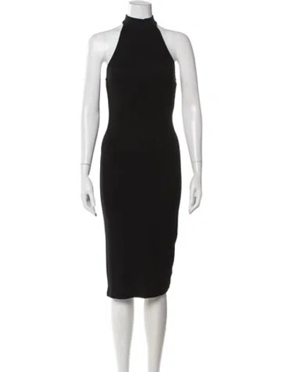 Pre-owned L'agence Mock Neck Midi Length Dress In Black