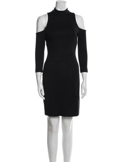 Pre-owned L'agence Mock Neck Mini Dress In Black