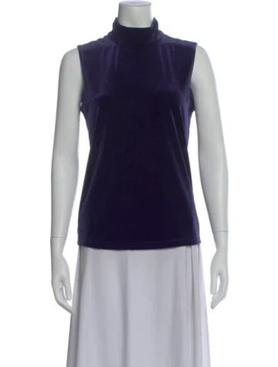 Pre-owned L'agence Mock Neck Sleeveless Top In Blue
