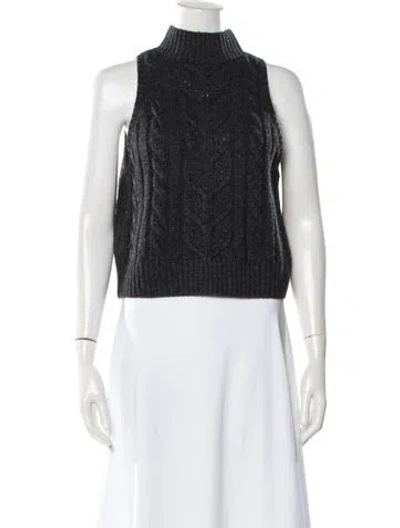 Pre-owned L'agence Mock Neck Sweater In Black