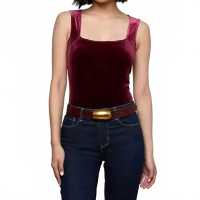L'agence Molly Square Neck Bodysuit In Dark Port In Red