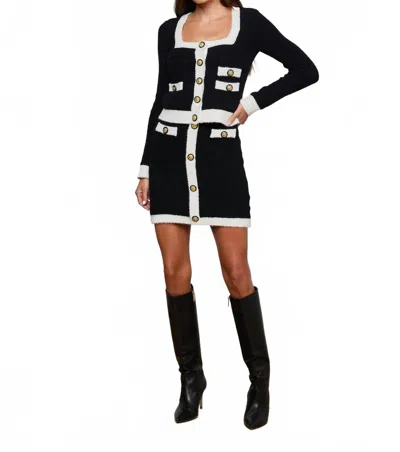 L'agence Monette Square Neck Cardigan In Black/ivory