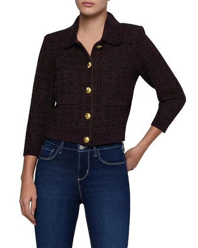 L'agence Morrigan Tweed Stitch Collared Cardigan In Burgundy