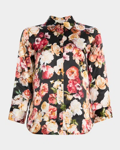 L'agence Multi Cluster Floral Dani Silk Blouse