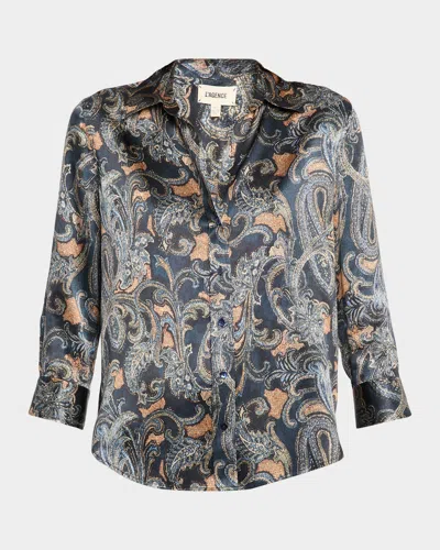 L'AGENCE MULTI-ETCHED PAISLEY DANI SILK BLOUSE