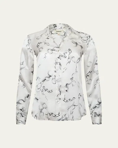 L'agence Multi Mix Chain Dani Silk Blouse In White