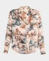 L'agence Western Toile Maia Lace Button-front Blouse In Brown