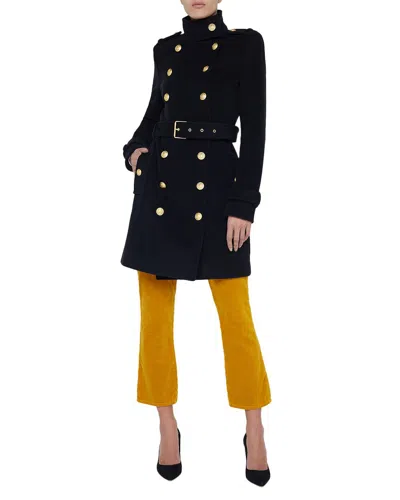 L'agence Nalini Long Wool-blend Military Coat In Black