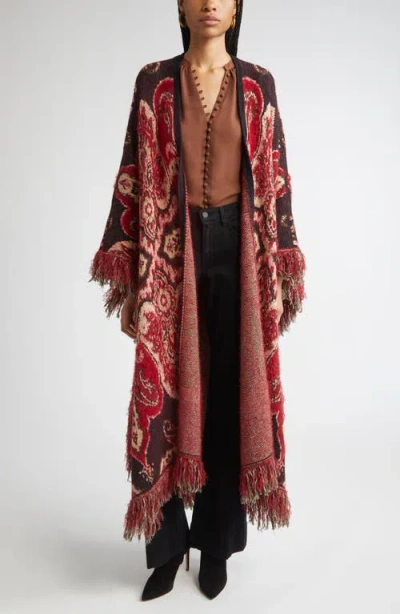 L'agence Naoko Paisley Jacquard Cotton Blend Poncho In Brown