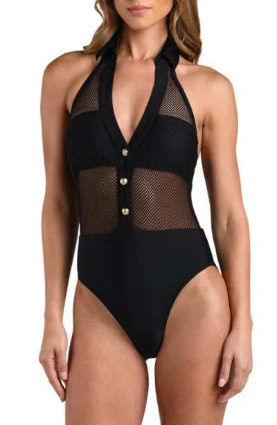L'agence Natalya Mesh One-piece Swimsuit In Black