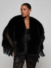 L'agence Nathalia Faux-fur Cape In Black