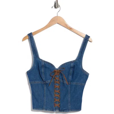 L'agence Nayeli Denim Corset Top In Blue