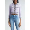 L'agence Neo Contrast Trim Crop Sweater Jacket In Gray