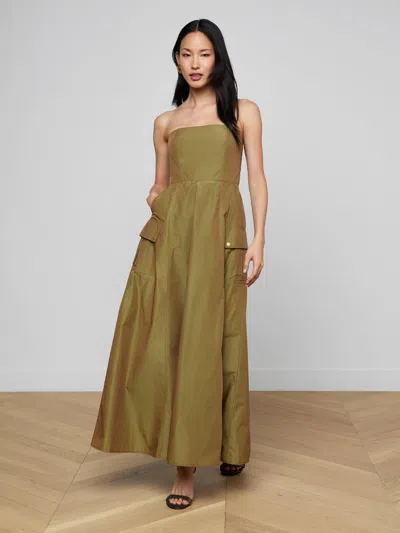 L'agence Nessa Strapless Gown In Green