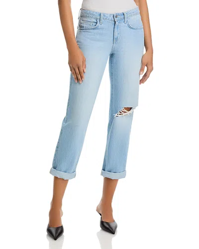 L'agence Nevia Low Rise Slouch Straight Jeans In Brea Destruct In Blue