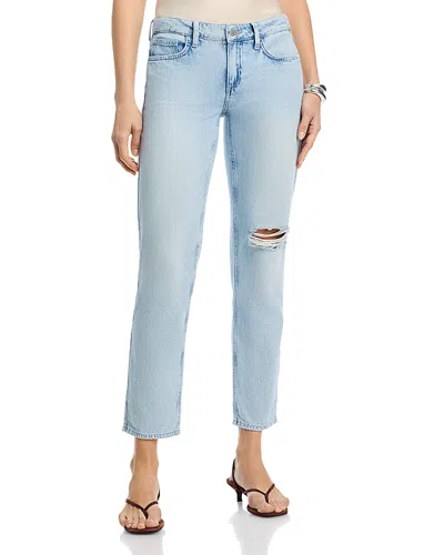 L'agence Nevia Low Rise Slouch Straight Leg Jeans In Lago Descruct In Blue