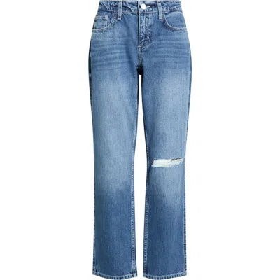 L'agence Nevia Ripped Slouchy Straight Leg Jeans In Blue
