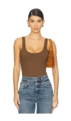 L'agence Nica Scoop Neck Tank Bodysuit In Brown