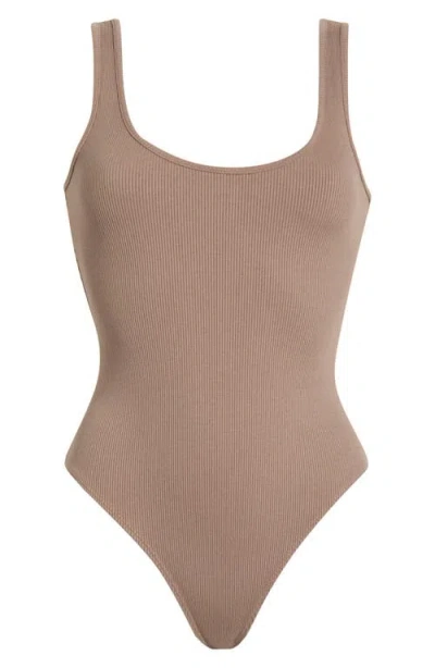 L'agence Nica Scoop Neck Tank Bodysuit In Brown
