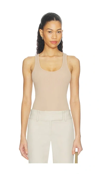 L'agence Nica Scoop Neck Tank Bodysuit In Neutral