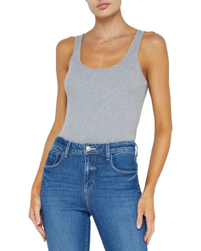 L'agence Nica Scoop Neck Tank Bodysuit In Gray