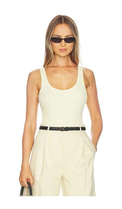 L'agence Nica Scoop Neck Tank Bodysuit In White