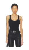 L'agence Nica Scoop-neck Tank Bodysuit In Black