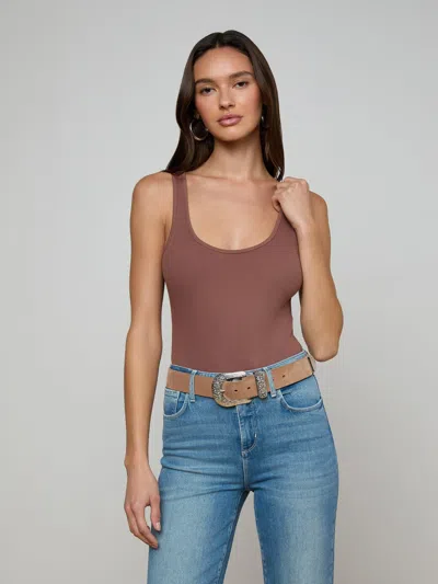 L'agence Nica Scoopneck Bodysuit In Brown