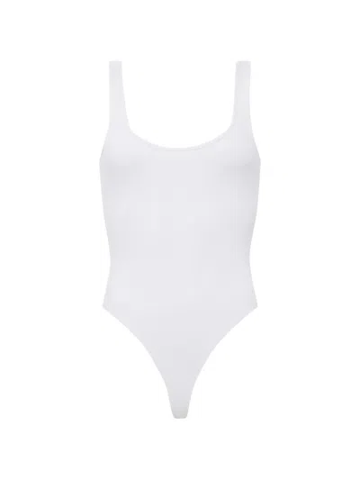 L'agence Nica Scoopneck Ribbed Bodysuit In White