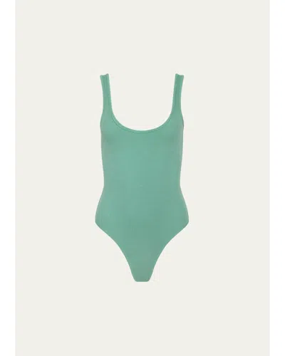 L'agence Nica Scoop-neck Tank Bodysuit In Malachite