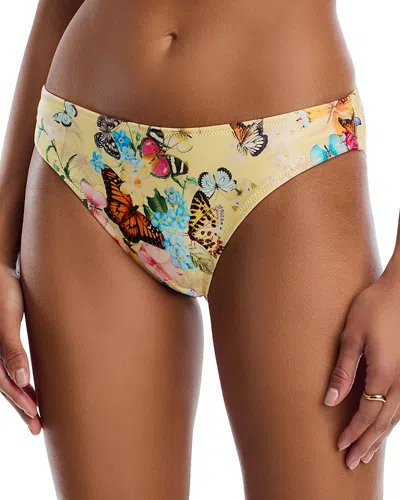 L'agence Nicole Garden Butterflies Classic Bikini Bottom In Yellow