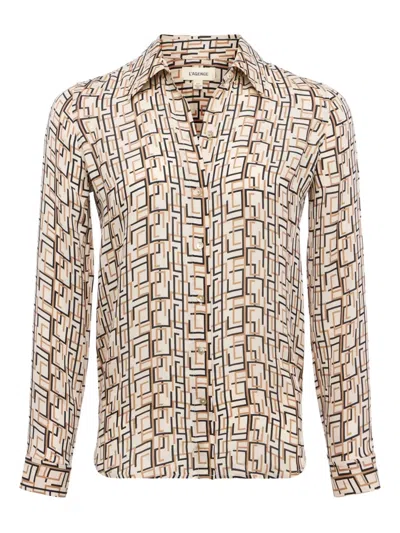 L'agence Nina Geometric-print Shirt In Multi