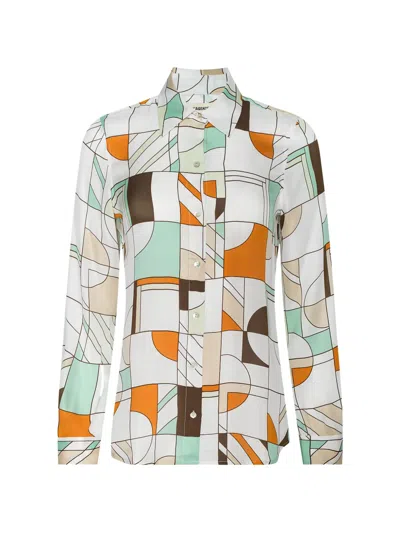 L'agence Nina Geometric-print Blouse In Multi