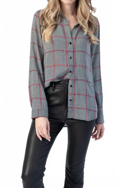 L'agence Nina Long Sleeve Blouse In Autumn Pfeiffer Plaid In Gray