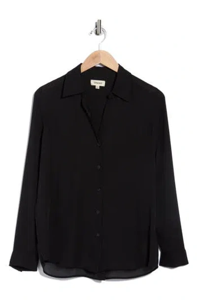 L'agence Nina Long Sleeve Button-up Silk Shirt In Black