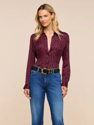 L'agence Nina Silk Blouse In Black/merlot Red Figaro Chain Print