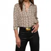 L'agence Nina Silk Blouse In Ecru Multi Geo Print In Neutral