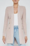 L'agence Noe Metallic Double Breasted Rib Cardigan In Pink