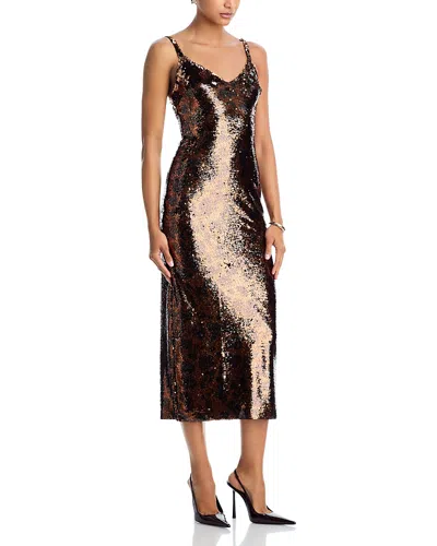 L'agence Noella Sequin Dress In Brown