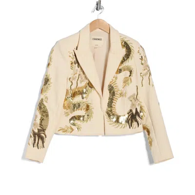 L'agence Noely Beaded Dragon Cropped Blazer In Neutral